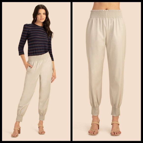 💕TRINA TURK💕 Channel Islands Pant Oyster White Light Beige Neutral Small S NWT